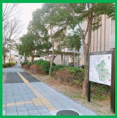 右側の大阪大学生命機能研究科ナノバイオロジー棟前を通り過ぎます。