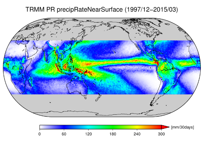 GPM DPRで観測された全球の降水量分布