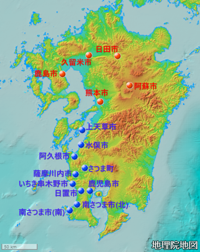 九州観測展開（2022年12月現在）