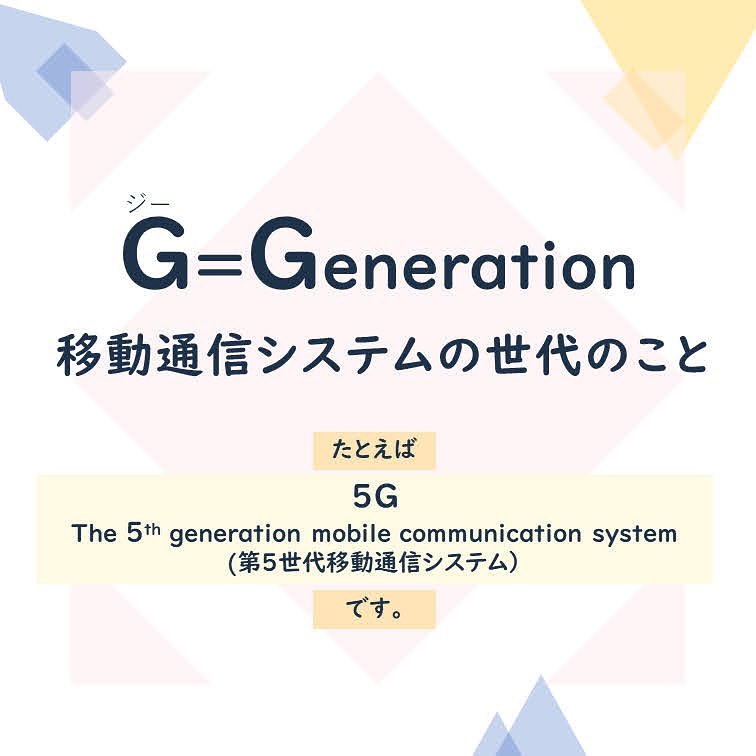 画像：G＝Generation、移動通信システムの世代のこと